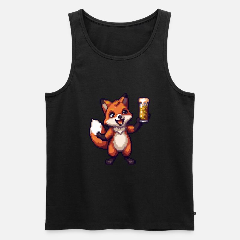 Fuchs Pixel Bier - Männer Premium Bio Tank Top - Schwarz