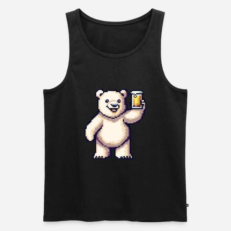 Eisbär Pixel Bier - Männer Premium Bio Tank Top - Schwarz