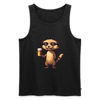Bière Meerkat Pixel - Débardeur bio Premium Homme - noir - Devant - AI Model Male 178 light (178cm)
