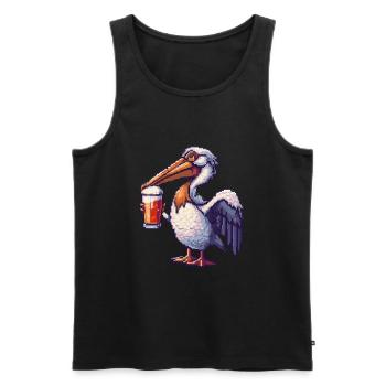 Pelican Bird Pixel Beer - Men's Premium Organic Tank Top - black - Front - Michal (187cm)