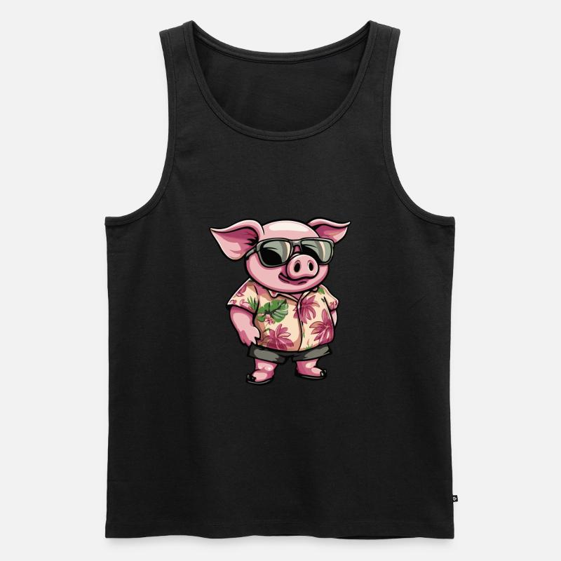 Schwein Comic Lustig Sommer - Männer Premium Bio Tank Top - Schwarz