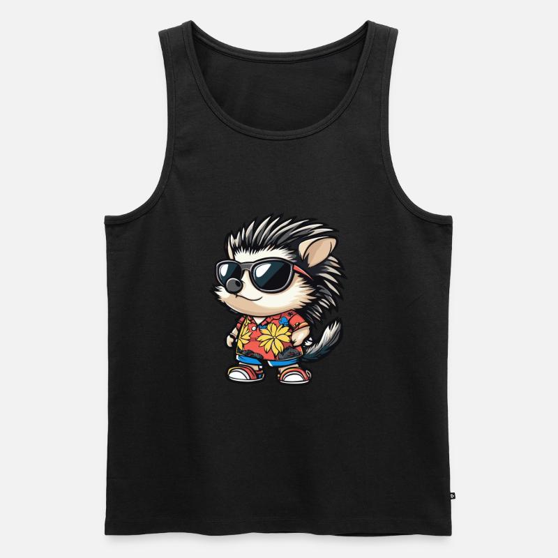 Igel Comic Lustig Sommer - Männer Premium Bio Tank Top - Schwarz