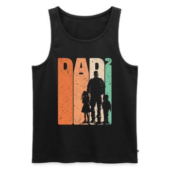 Dad Hoch 2 Vater Sohn Tochter Retro Geschenk - Männer Premium Bio Tank Top - Schwarz - Vorne - Michal (187cm)