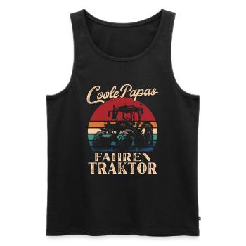 Cool Dappas Conduisant Tracteur Rétro Papa Cadeau - Débardeur bio Premium Homme - noir - Devant - Michal (187cm)