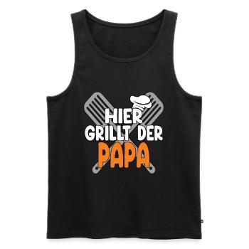 Hier Grillt Der Papa - Männer Premium Bio Tank Top - Schwarz - Vorne - AI Model Male 178 light (178cm)