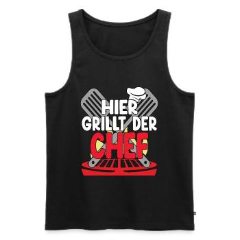 Hier Grillt Der Chef - Männer Premium Bio Tank Top - Schwarz - Vorne - AI Model Male 178 light (178cm)
