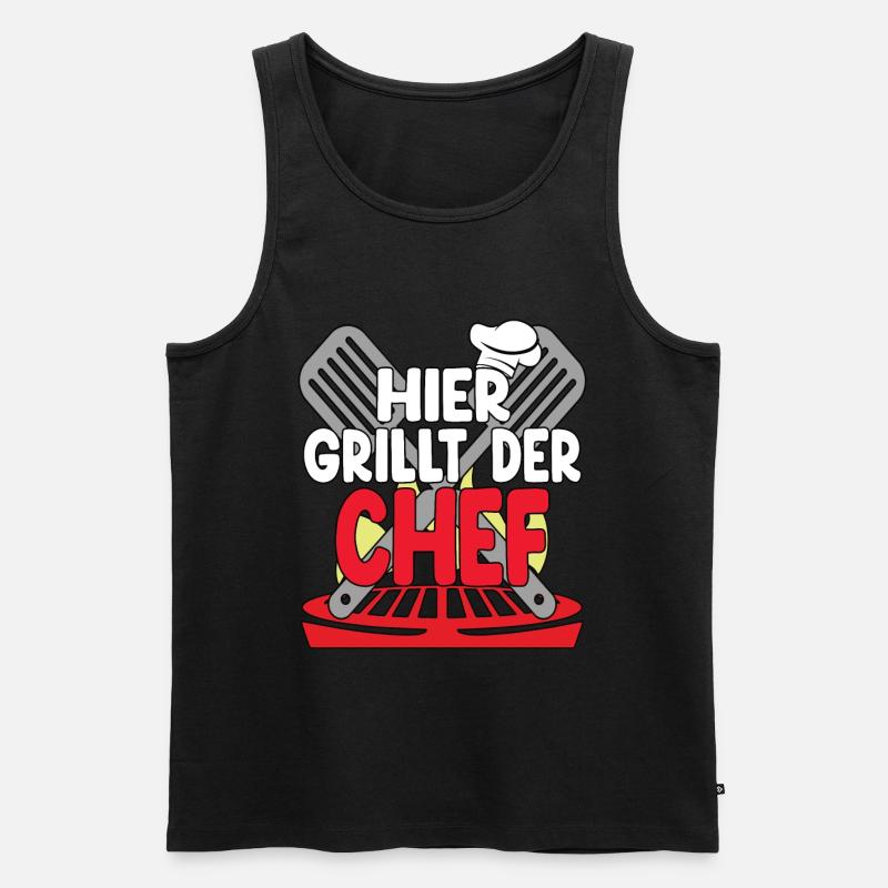Hier Grillt Der Chef - Männer Premium Bio Tank Top - Schwarz