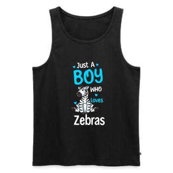 Nur Ein Junge, Der Zebras Liebt - Männer Premium Bio Tank Top - Schwarz - Vorne - Michal (187cm)