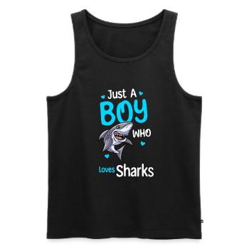 Nur Ein Junge, Der Haie Liebt - Männer Premium Bio Tank Top - Schwarz - Vorne - Michal (187cm)