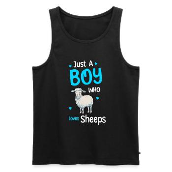 Only A Boy Who Loves Sheep - Men's Premium Organic Tank Top - black - Front - Michal (187cm)