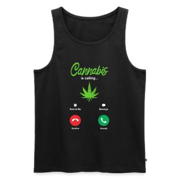 Fumer du cannabis - Débardeur bio Premium Homme - noir - Devant - AI Model Male 178 light (178cm)