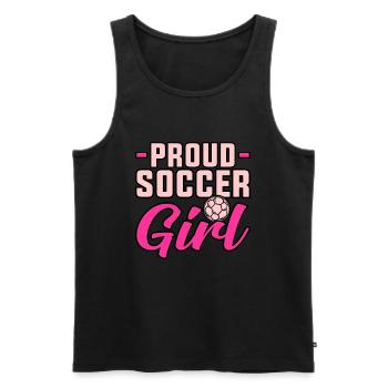 Fière footballeuse - Débardeur bio Premium Homme - noir - Devant - Michal (187cm)