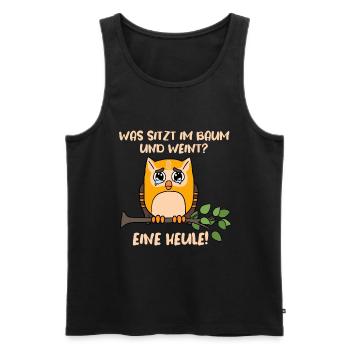 Lustiges Eulen Design - Männer Premium Bio Tank Top - Schwarz - Vorne - Michal (187cm)