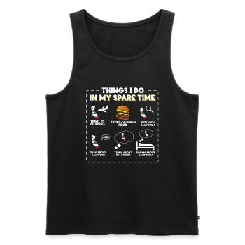 Ce que je fais pendant mon temps libre en Californie - Débardeur bio Premium Homme - noir - Devant - AI Model Male 178 light (178cm)