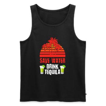 Wasser sparen Tequila trinken - Männer Premium Bio Tank Top - Schwarz - Vorne - AI Model Male 178 light (178cm)