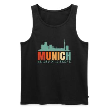Munich Skyline - Men's Premium Organic Tank Top - black - Front - AI Model Male 178 light (178cm)
