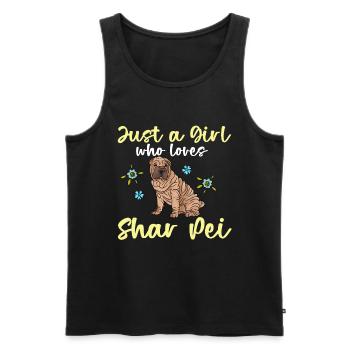 Shar Pei chinois - Débardeur bio Premium Homme - noir - Devant - Michal (187cm)