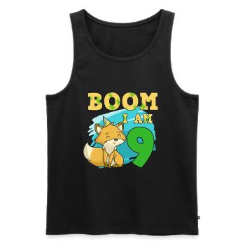 9th birthday fox - Men's Premium Organic Tank Top - black - Front - Michal (187cm)