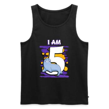Ich Bin 5 Robbe - Männer Premium Bio Tank Top - Schwarz - Vorne - Michal (187cm)