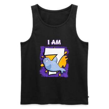 Ich Bin 7 Robbe - Männer Premium Bio Tank Top - Schwarz - Vorne - Michal (187cm)
