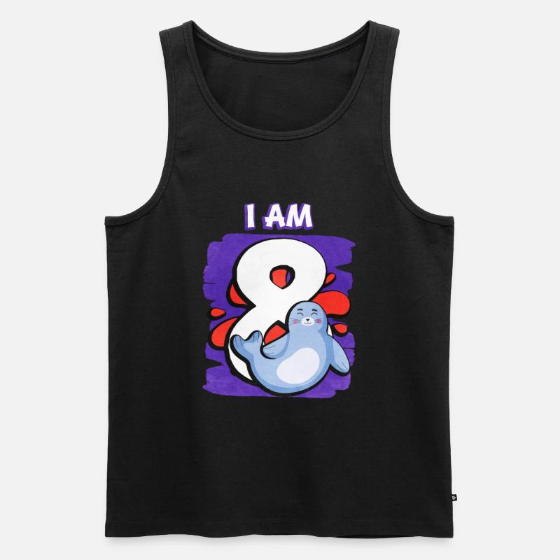 Ich Bin 8 Robbe - Männer Premium Bio Tank Top - Schwarz