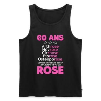 60 ans - la vie en rose - Débardeur bio Premium Homme - noir - Devant - Michal (187cm)