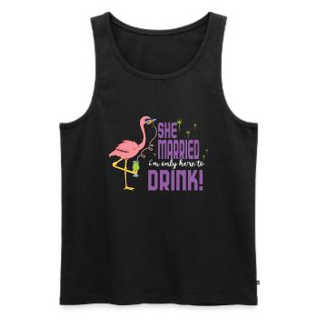 She's getting married I'm just here to drink - Men's Premium Organic Tank Top - black - Front - AI Model Male 178 light (178cm)