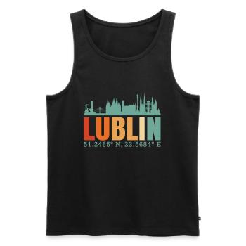 Pologne Lublin Skyline - Débardeur bio Premium Homme - noir - Devant - Michal (187cm)