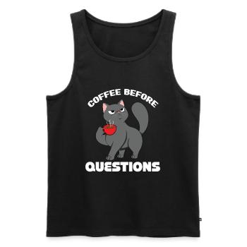 Le café avant les questions - Débardeur bio Premium Homme - noir - Devant - Michal (187cm)
