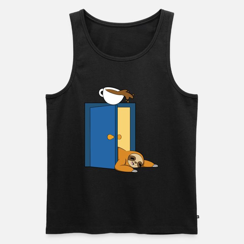 Faultier-Kaffee - Männer Premium Bio Tank Top - Schwarz
