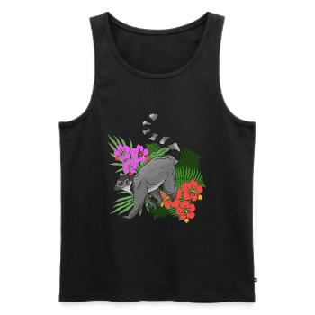 Fleurs de lémuriens - Débardeur bio Premium Homme - noir - Devant - Michal (187cm)