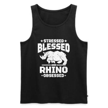 Rhinoceros - Men's Premium Organic Tank Top - black - Front - Michal (187cm)