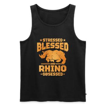 Nashorn - Männer Premium Bio Tank Top - Schwarz - Vorne - Michal (187cm)