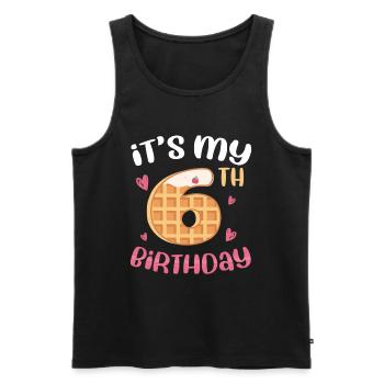 Gaufre du 6e anniversaire - Débardeur bio Premium Homme - noir - Devant - AI Model Male 178 light (178cm)