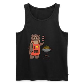 I love Bbq Bear - Men's Premium Organic Tank Top - black - Front - Michal (187cm)