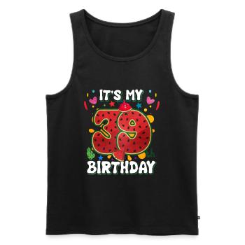 39e anniversaire Pastèque - Débardeur bio Premium Homme - noir - Devant - Michal (187cm)