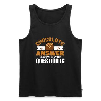 Chocolate Is the answer What was the question? - Men's Premium Organic Tank Top - black - Front - Michal (187cm)