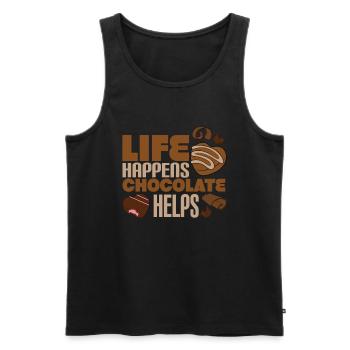 Das Leben passiert Schokolade Hilft - Männer Premium Bio Tank Top - Schwarz - Vorne - Michal (187cm)