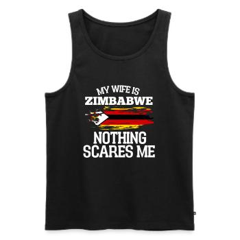 Zimbabwe - Men's Premium Organic Tank Top - black - Front - AI Model Male 178 light (178cm)
