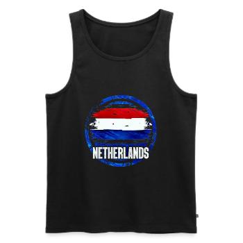 Netherlands - Men's Premium Organic Tank Top - black - Front - AI Model Male 178 light (178cm)