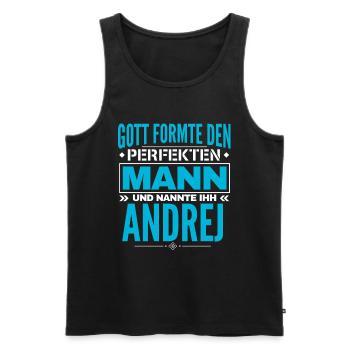 Andrej Name Design - Männer Premium Bio Tank Top - Schwarz - Vorne - AI Model Male 178 light (178cm)