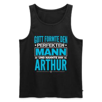 Arthur Name Design - Männer Premium Bio Tank Top - Schwarz - Vorne - AI Model Male 178 light (178cm)