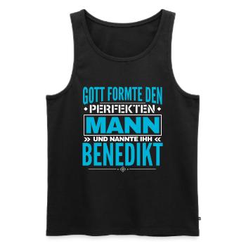 Benedikt Name Design - Männer Premium Bio Tank Top - Schwarz - Vorne - AI Model Male 178 light (178cm)