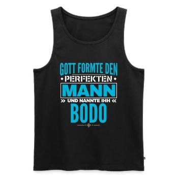 Bodo Name Design - Männer Premium Bio Tank Top - Schwarz - Vorne - AI Model Male 178 light (178cm)