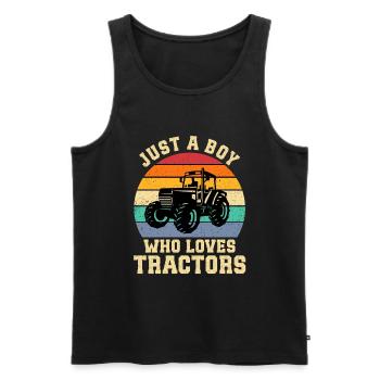 Tractor Lover Funny Tractor Gift - Men's Premium Organic Tank Top - black - Front - Michal (187cm)