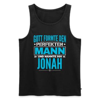 Jonah Name Design - Männer Premium Bio Tank Top - Schwarz - Vorne - Michal (187cm)