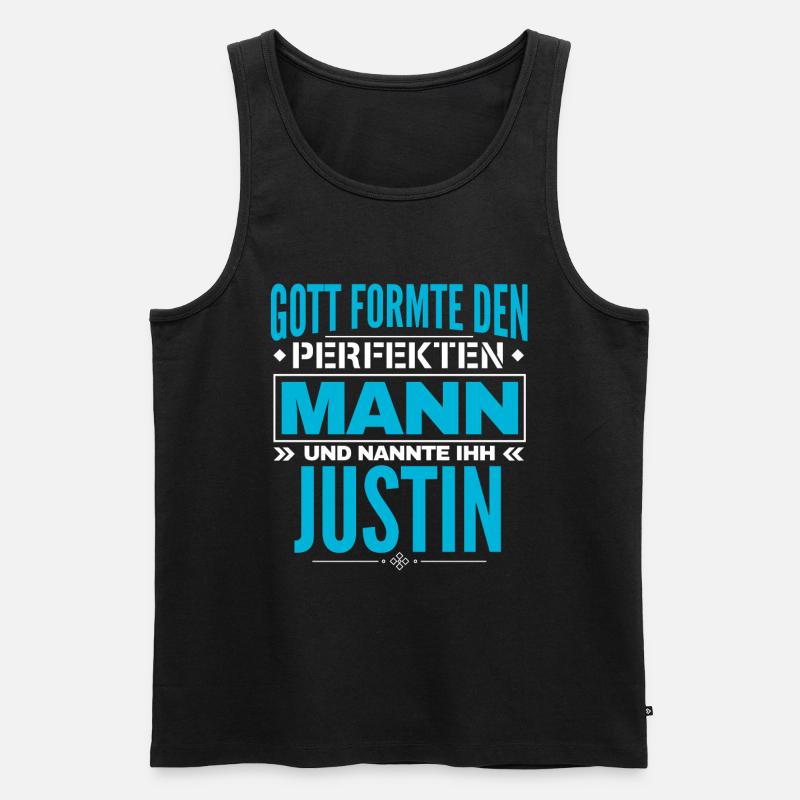 Justin Name Design - Männer Premium Bio Tank Top - Schwarz