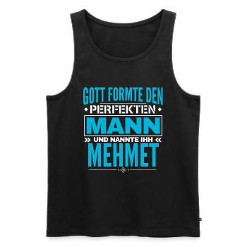 Mehmet Name Design - Männer Premium Bio Tank Top - Schwarz - Vorne - Michal (187cm)