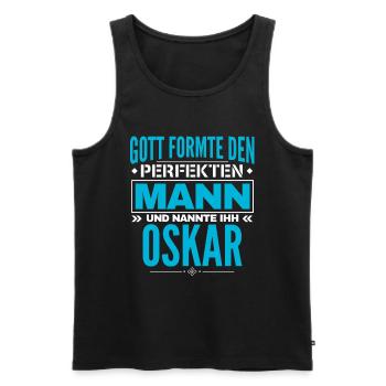 Oskar Name Design - Männer Premium Bio Tank Top - Schwarz - Vorne - AI Model Male 178 light (178cm)