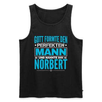 Norbert Name Design - Männer Premium Bio Tank Top - Schwarz - Vorne - Michal (187cm)